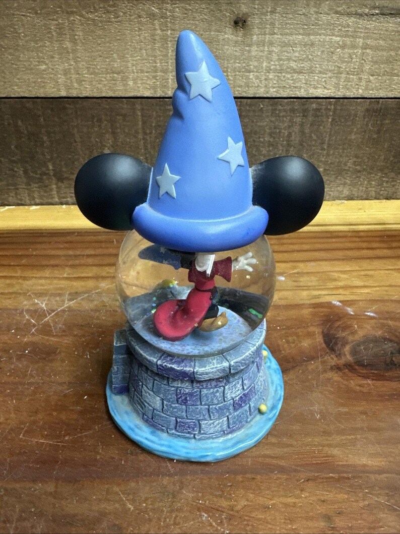 Disney Cute Mickey Mouse Fantasia Sorcerer's Apprentice Figure Mini Snow Globe image 3