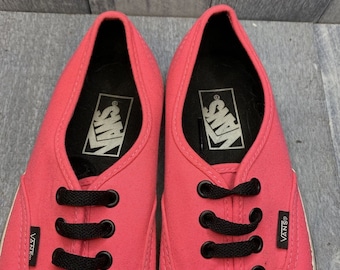 Vans Authentic Hot Pink Black Laces Size Mens 5 Womens 6.5 Skate Sneaker Shoes Etsy