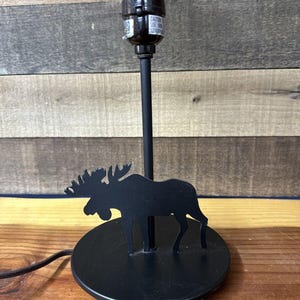 Metal Moose Cabin Rustic Lamp -no Shade 11” Tall