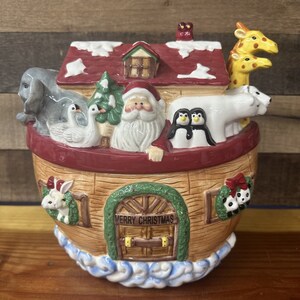 Home Interiors Noah&#39;s Ark Santa on the Ark Holiday Cookie Jar