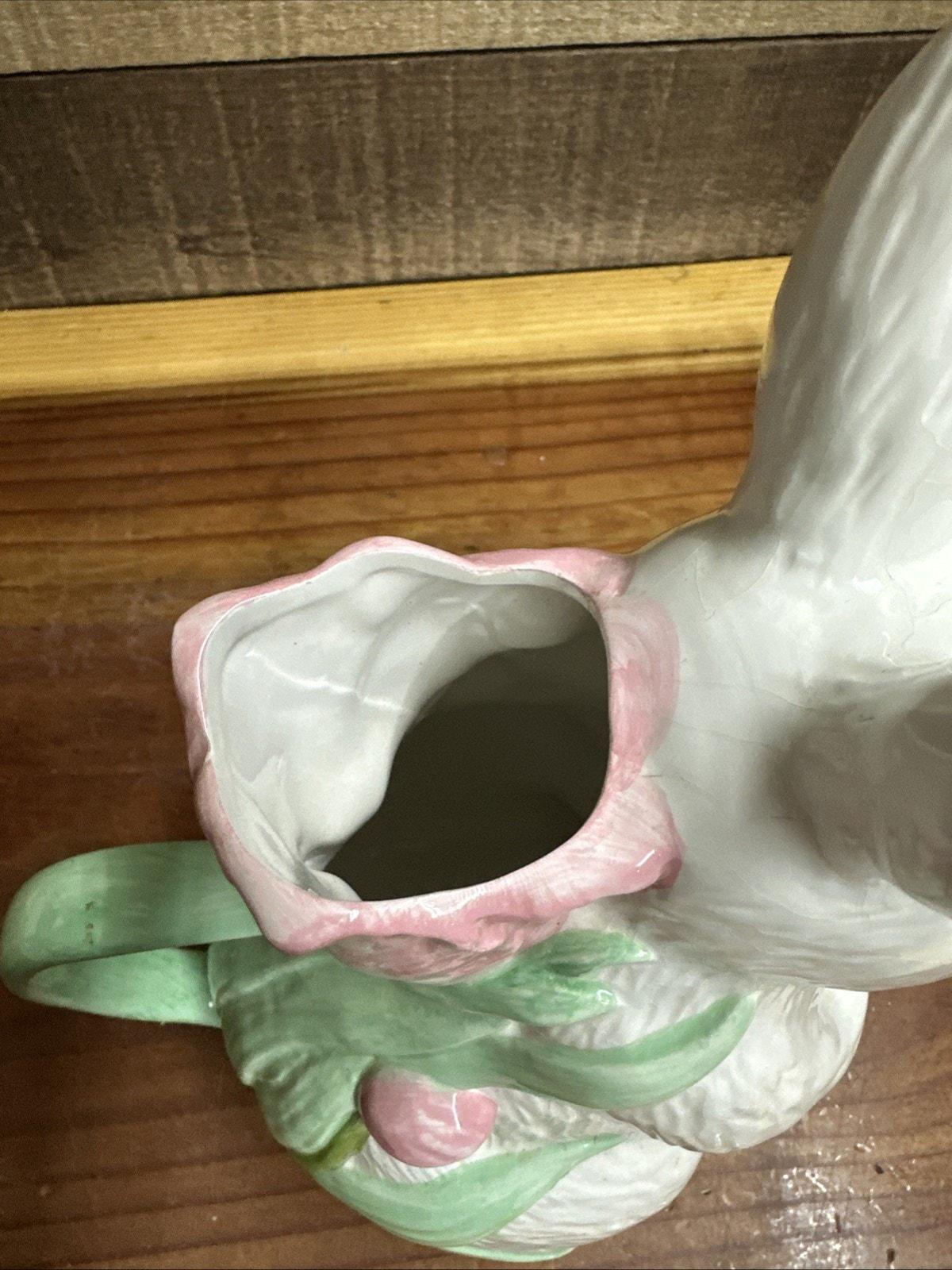 Easter Bunny Rabbit Spring Floral Ceramic Pitcher Pours Through Mouth ...