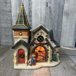 ceramic lighted church -flaw