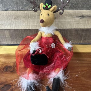 Fancy Bling Mrs Reindeer Shelf Sitter