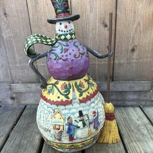 Jim Shore Large Snowman W/broom 4002409 Building Winter Memories