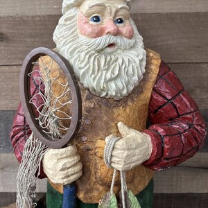Grandeur Noel Collector’s Edition Fisherman Santa Set Fish Net Basket 21.5” Tall image 3