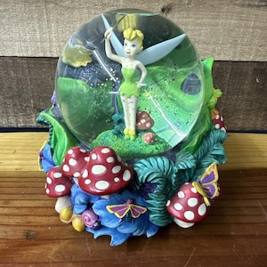 Disney TinkerBell Peter Pan Musical Snow Globe Water Mushroom You Can Fly-box