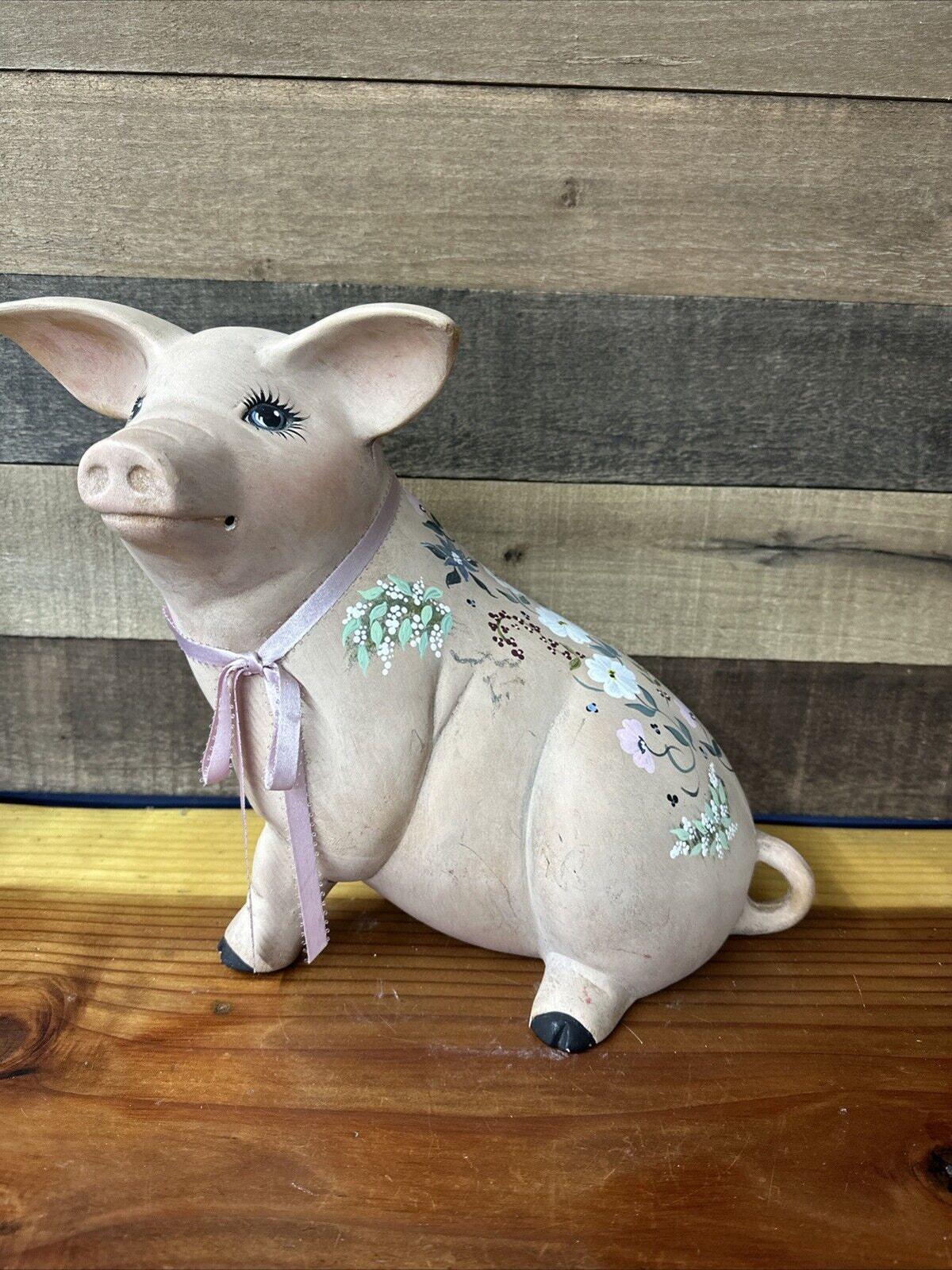 Large Handpainted Ceramic Pig 12x12 - Etsy