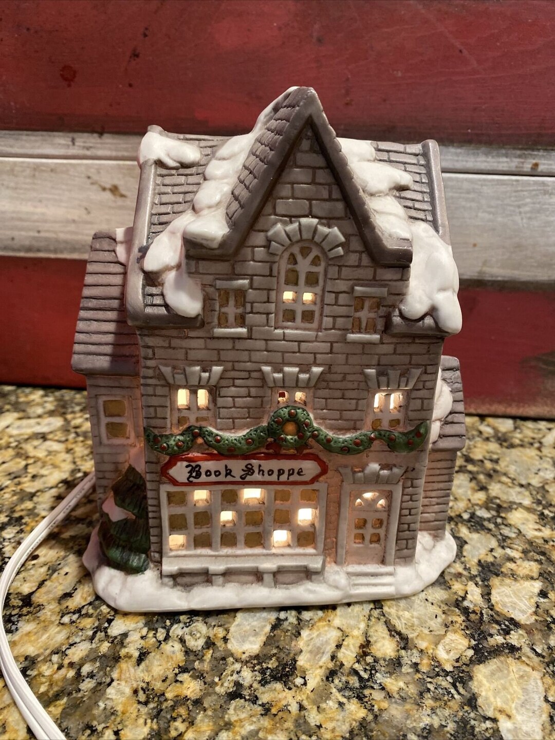 Liberty Bell Christmas Inc Hand Painted Ceramic Illuminated Book Shoppe