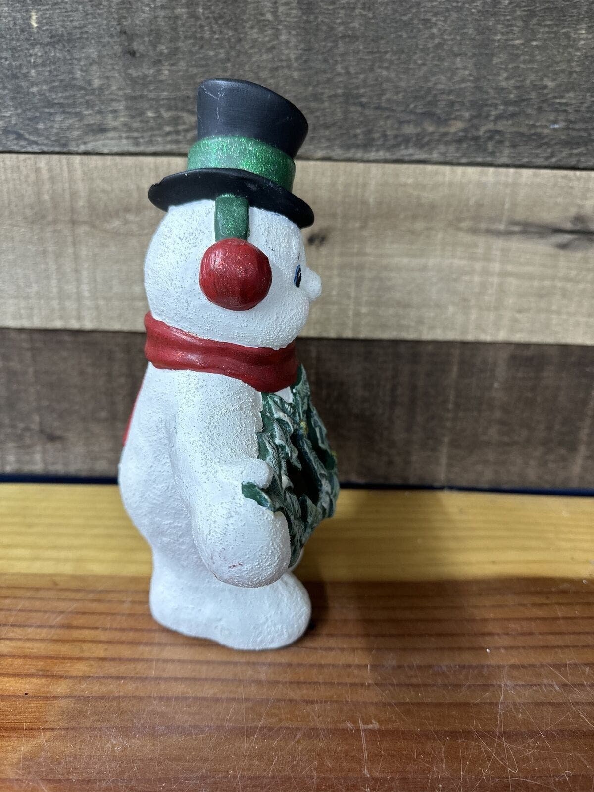 Vintage Ceramic Mold Frosty the Snowman Textured White Paint Noel