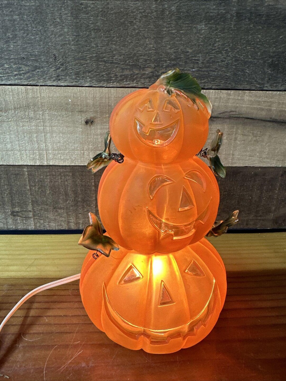 Lighted Acrylic Stacked Pumpkins Jack O Lanterns 9” - Etsy 日本
