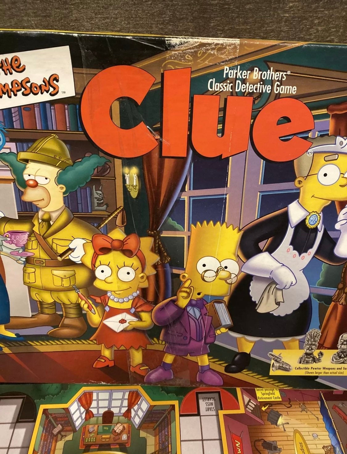 The Simpsons Clue Board Game Detective 1st Edition Pewter Pieces Complete!