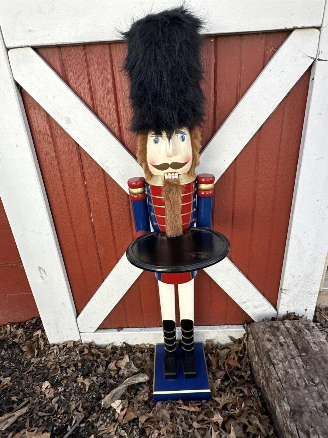 RARE 42” Solid Wood Hand Painted Nutcracker Butler With Tray - Etsy