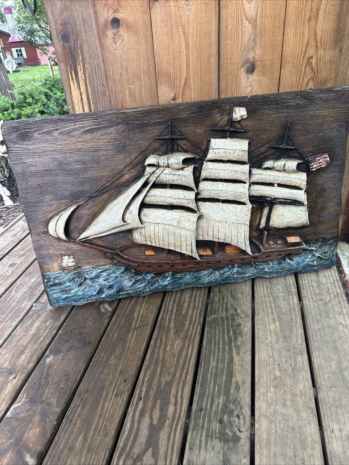 Vintage Finesse Originals Fiberglass Wall Sculpture American Sailing Ship 38x24