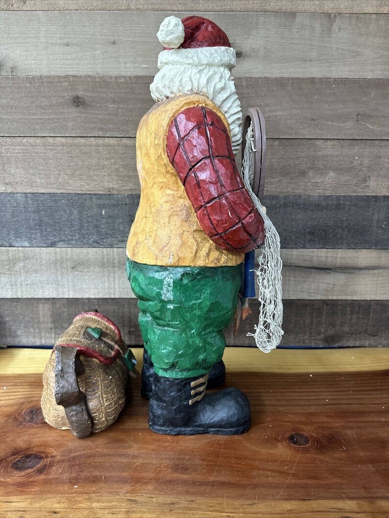 Grandeur Noel Collector’s Edition Fisherman Santa Set Fish Net Basket 21.5” Tall image 7