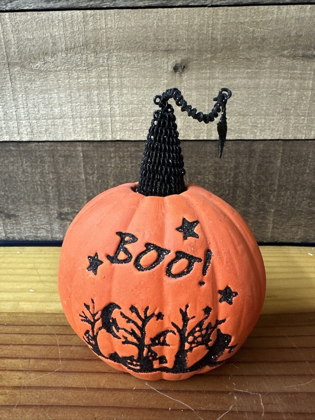 Boo Ceramic Glitter Pumpkin 6” Tall - Etsy