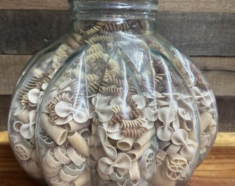 VTG Pier 1 Glass Apothecary Jar Pumpkin Canister Cork Lid 13” Sealed Pasta