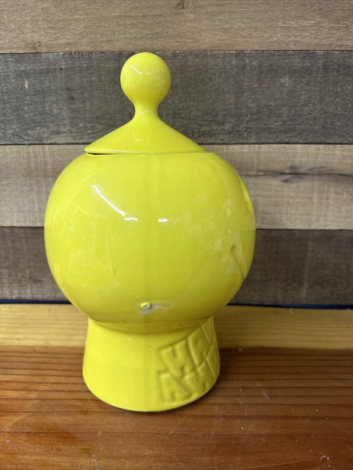 Vintage Mccoy USA Pottery Smiley Face Cookie Jar Have A Happy Day