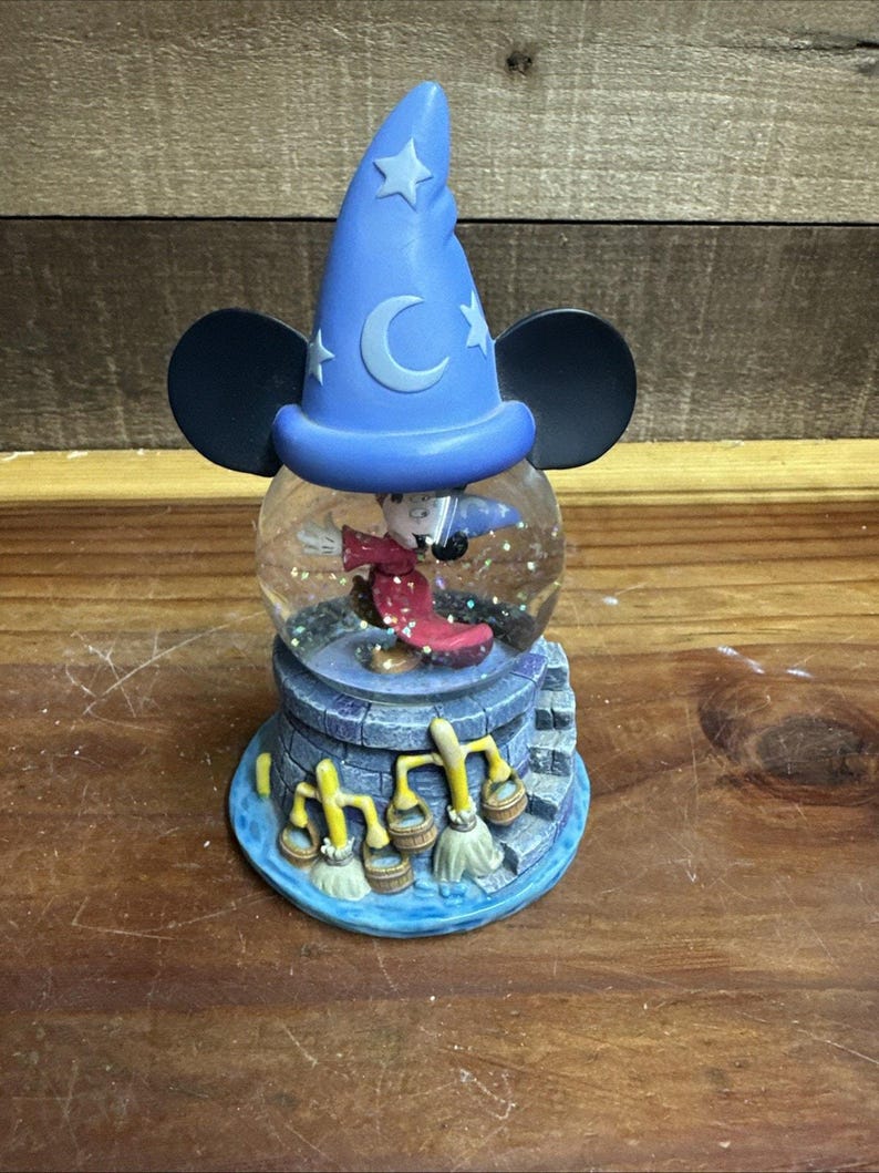 Disney Cute Mickey Mouse Fantasia Sorcerer's Apprentice Figure Mini Snow Globe image 6