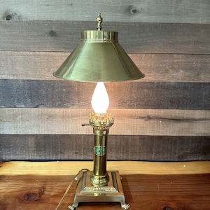 VINTAGE Paris Orient Express Istanbul Electric Brass Desk Table Lamp 20”