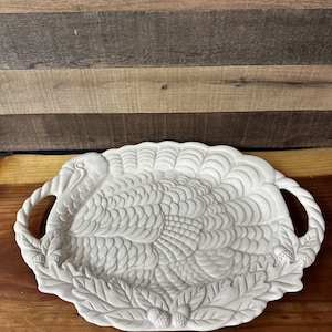 Gibson Ivory Ceramic Large Turkey Platter 21x16 India - Main Image