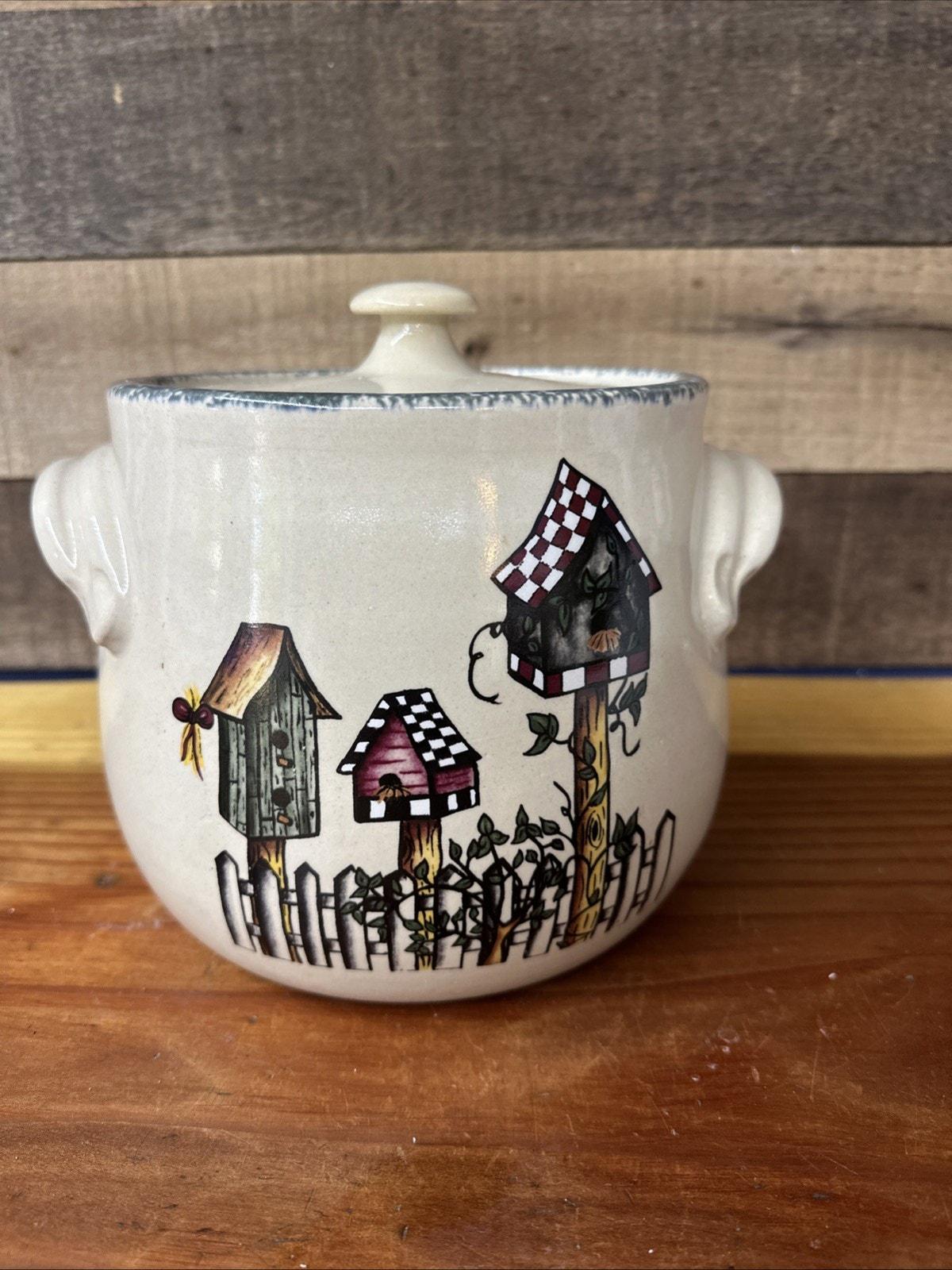 Home and Garden Party Stoneware Birdhouse Bean Pot Cookie Jar - Etsy