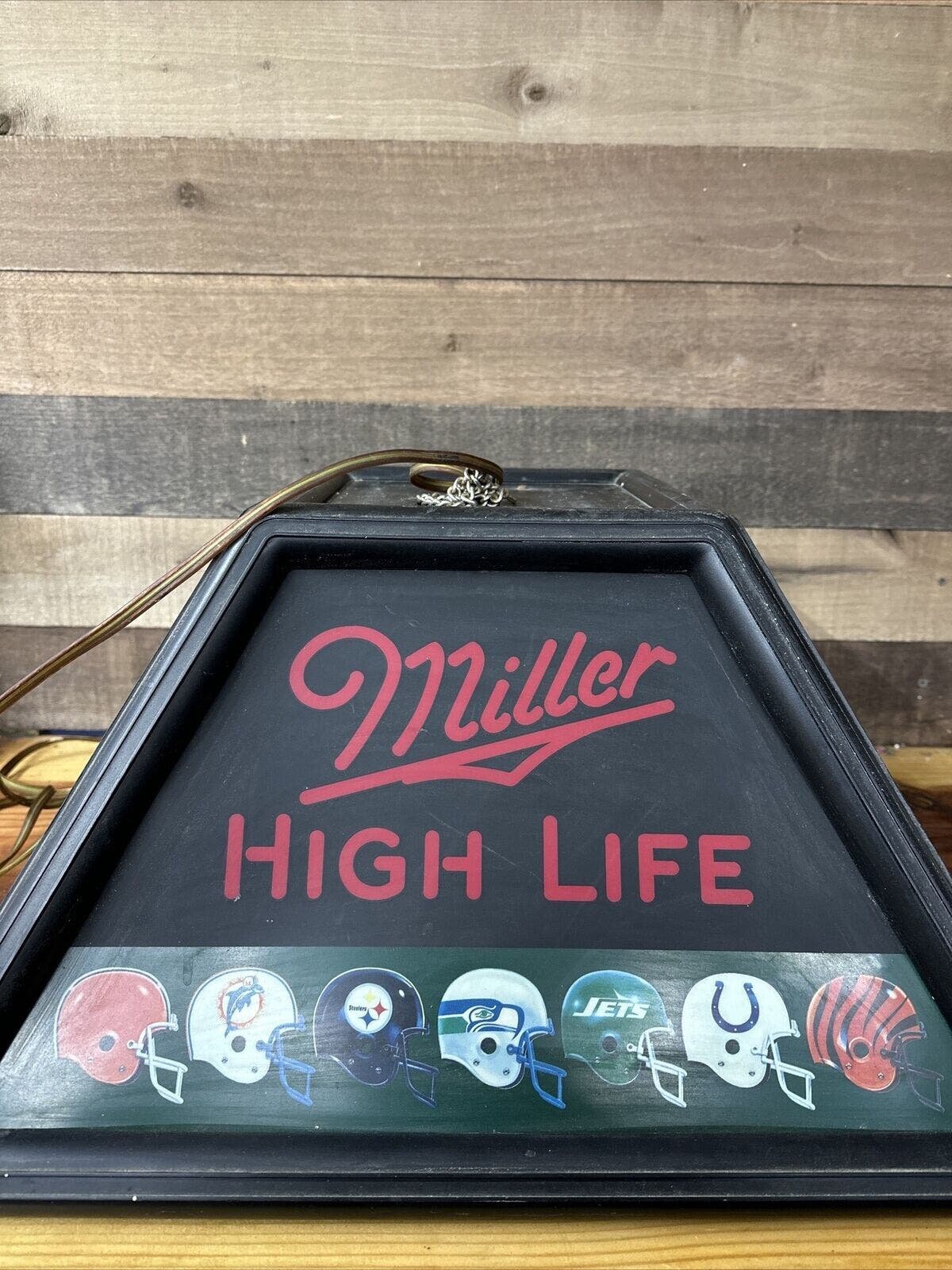 Vintage 1991 Miller High Life Beer NFL Hanging Bar - Pool Table