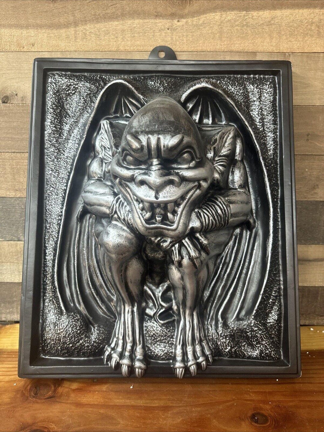3D Halloween Wall Hanging Silver & Black Gargoyle Large Decor