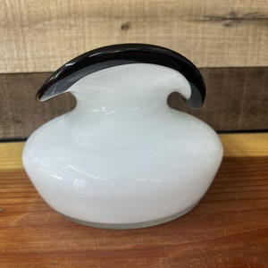 Black & White Vase J. Sluczan, Orkusz, Glassworks Tarnowiec, Poland 1980s