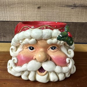 Christmas Santa Claus 6&quot; Resin Candle Holder Decoration Stand Holiday