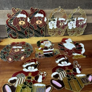 Vintage grote kerstversieringen van imitatieglas in lood / set van 9 inch