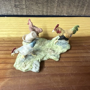 Lowell Davis &quot;Split Decision&quot; Figurine Rooster Chasing Hen