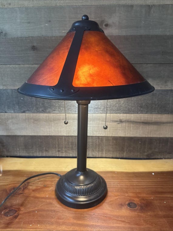 Vintage Mica Series Tensor Bronze Tone Double Socket Table Lamp 21