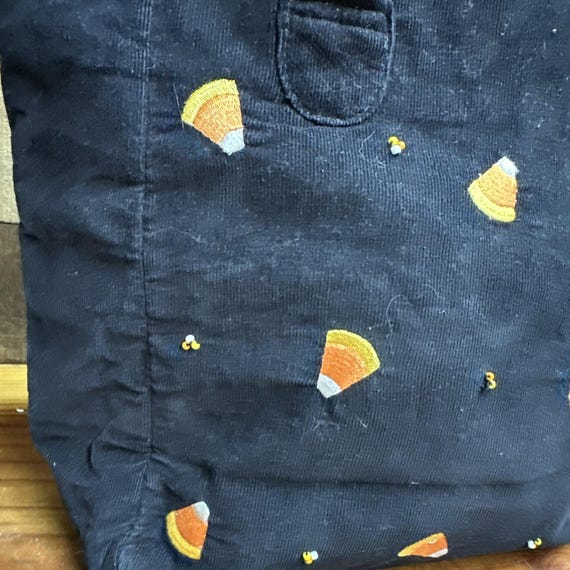 Candy Corn Embroidered Black Corduroy Bag View 2