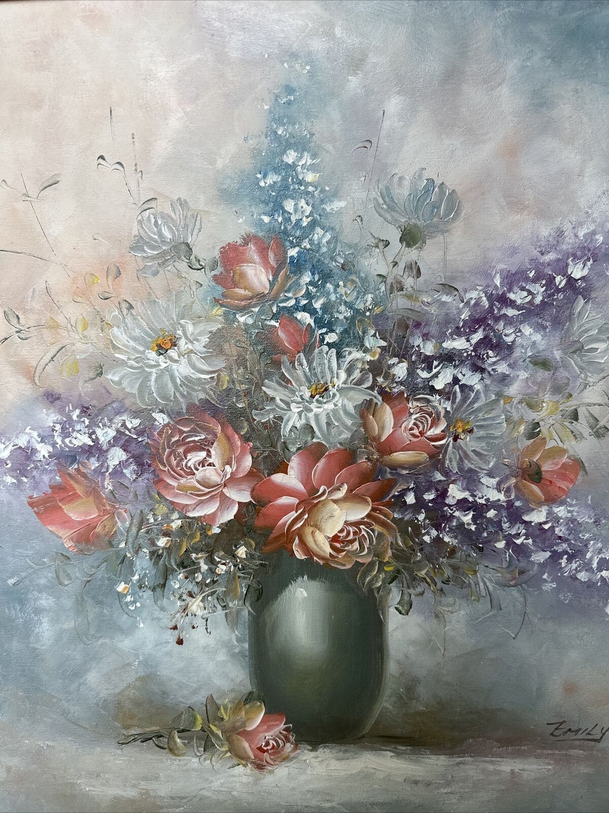 低価格 美しい花束の絵画 サイン入り額入り 31x27 - Etsy 日本 絵画