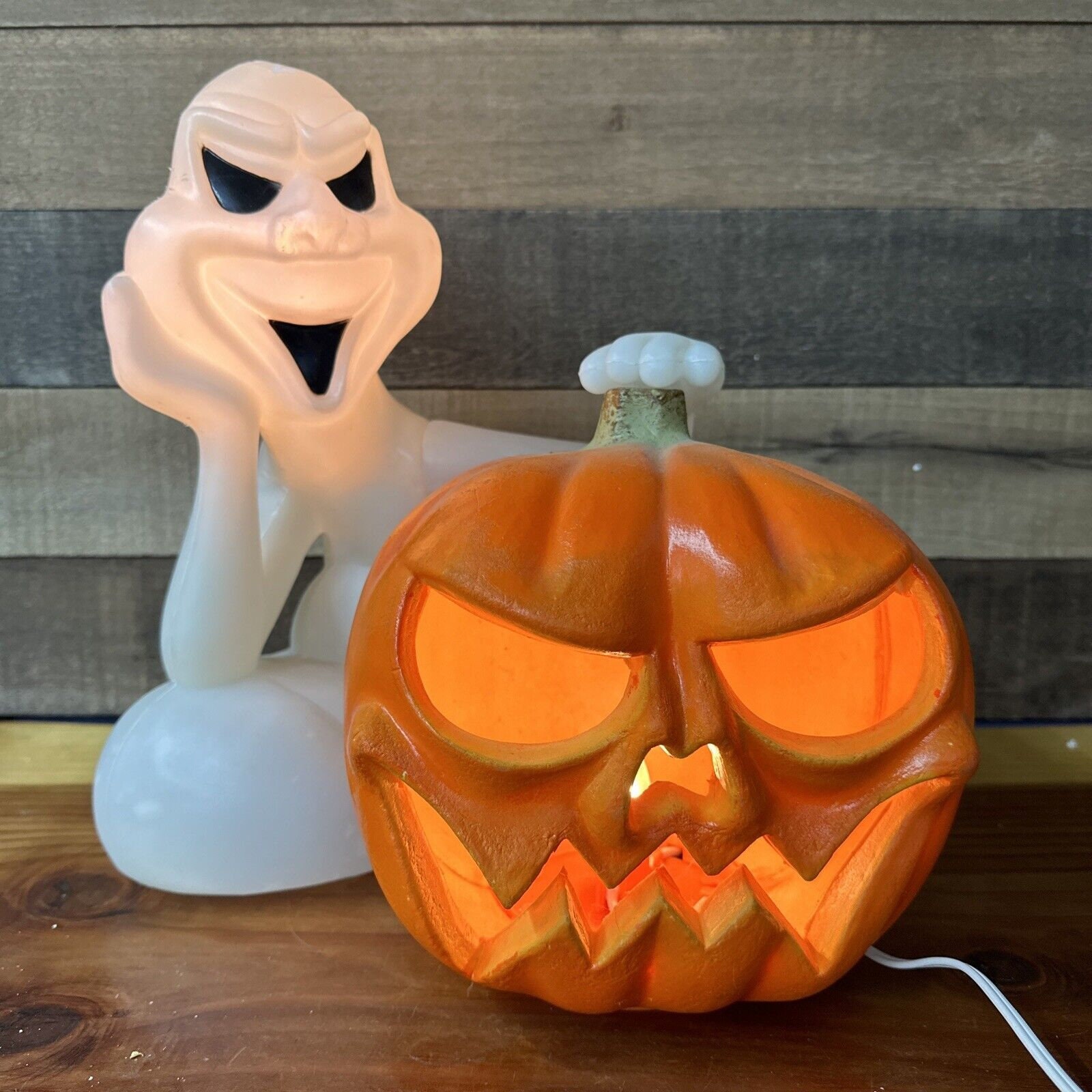 Vintage Seasons by Zanders Ghost Pumpkin Halloween 14” Plastic