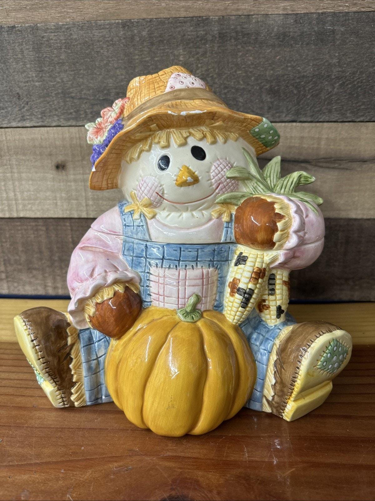Scarecrow Cookie Jar Hard to Find - Paint Wear - Etsy