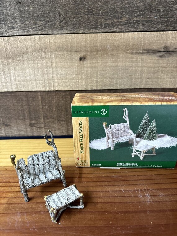 Department 56 North Pole Woods Village Accessories - Birch Bench & Table Set (2 Pieces) - View #6