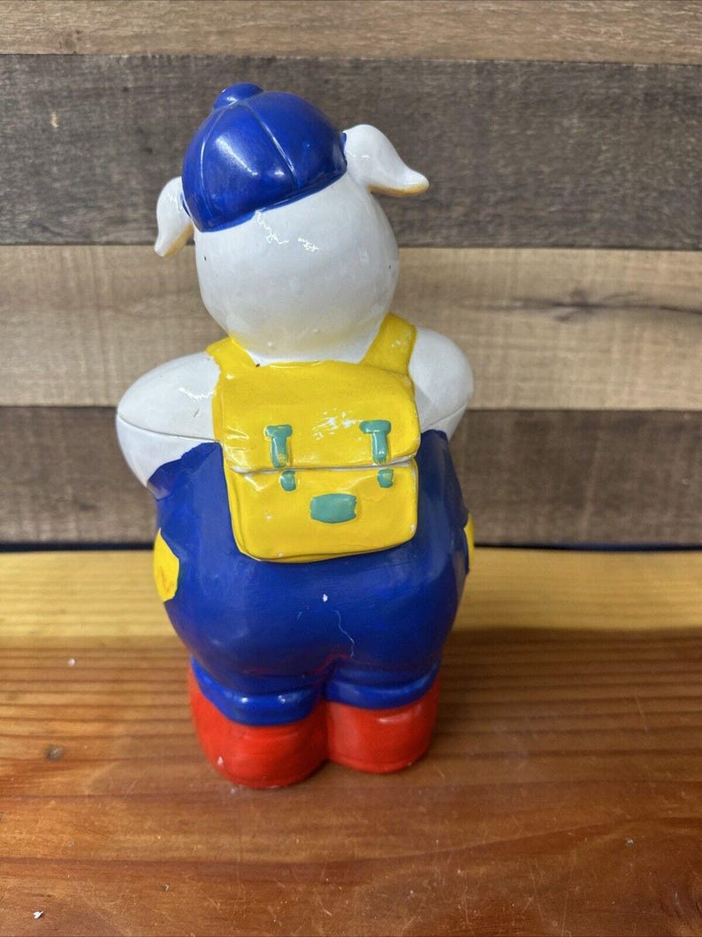 Vintage Cookie Jarceramic Farmer Pig MCM Farmhouse Antique Kitschy