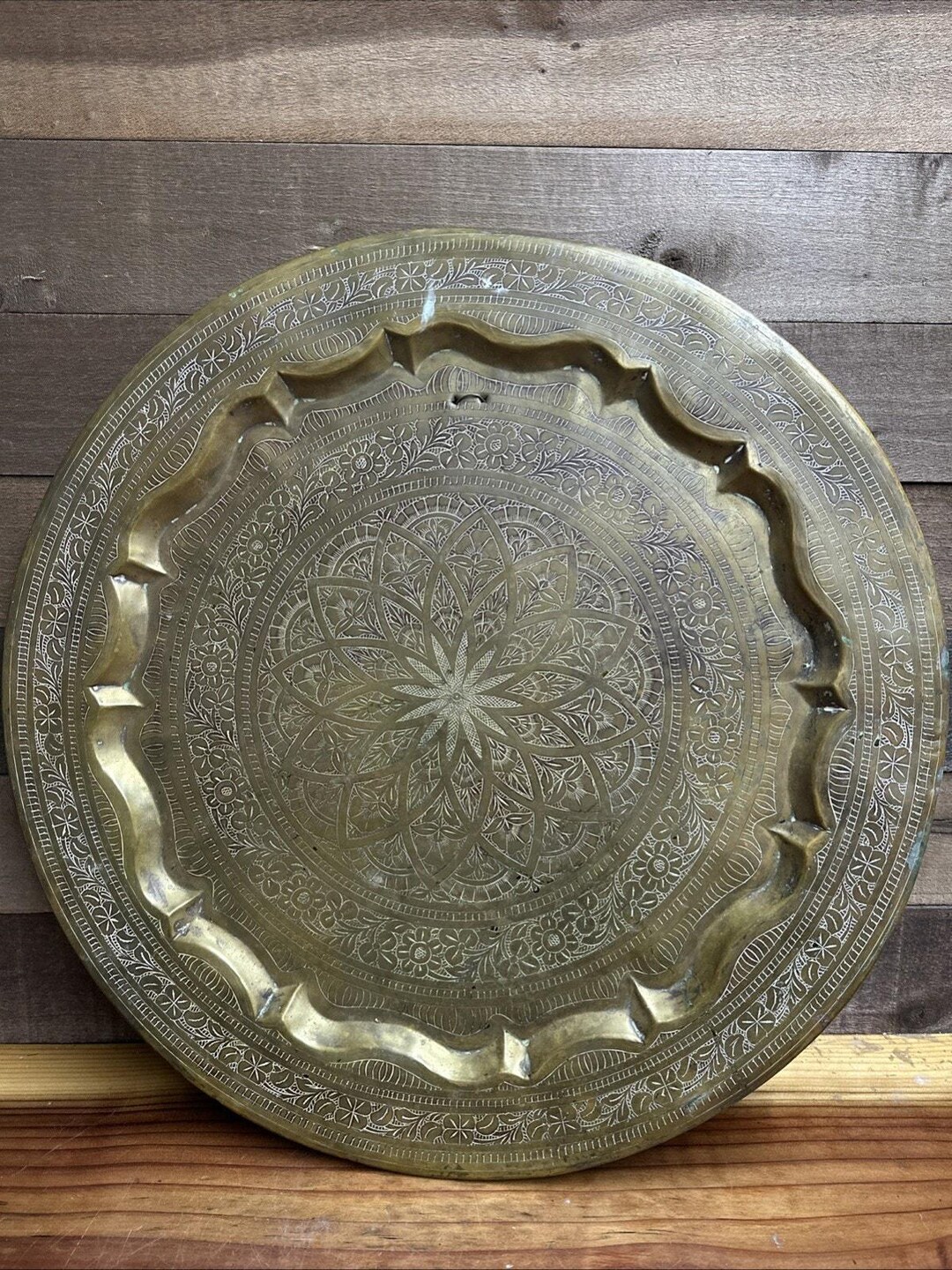 モロッコ風真鍮彫刻吊り下げトレイ 花柄 22.5インチ - Etsy 日本