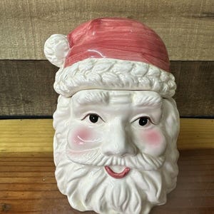 Vintage Ceramic Santa Claus Head Treat Cookie Jar