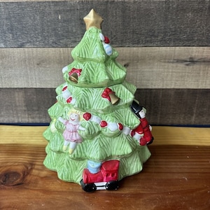 Vintage Ceramic Christmas Tree Cookie Jar 12”
