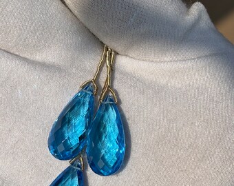 Swiss Blue topaz’s almond shape for making earrings and pendent set