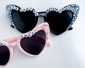 Personalized Heart Sunglasses Bedazzled by Hand with Rhinestones and Embellishments
