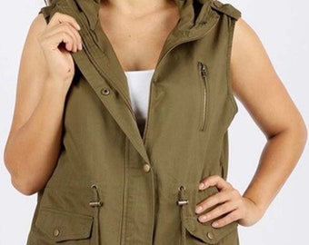 Utility Hooded Cargo Vest S-3X