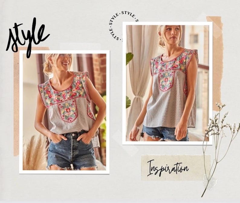 Savanna Jane - Andree’ by Unit - Embroidery Print Top main image 1