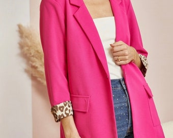 Pink Jacket with animal print S-3X