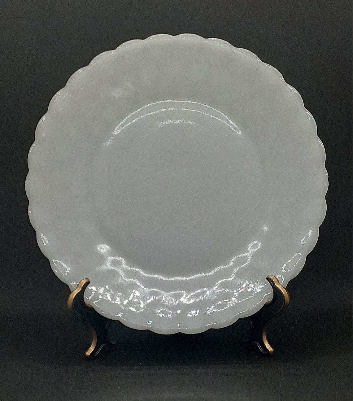 Vintage 9 Milk Glass Luncheon Plate with scalloped Rim Etsy