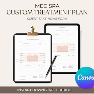 Custom Treatment Plant - Client Take-Home Form - Med Spa - Aesthetics Consultation Chart