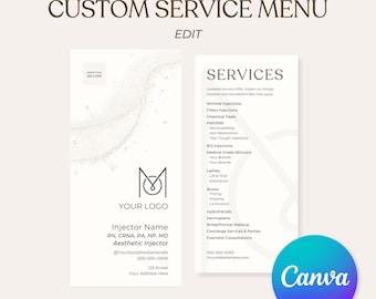 Editable Med Spa Service Menu Rack Card Template | Customizable Canva Template | Instant Digital Download