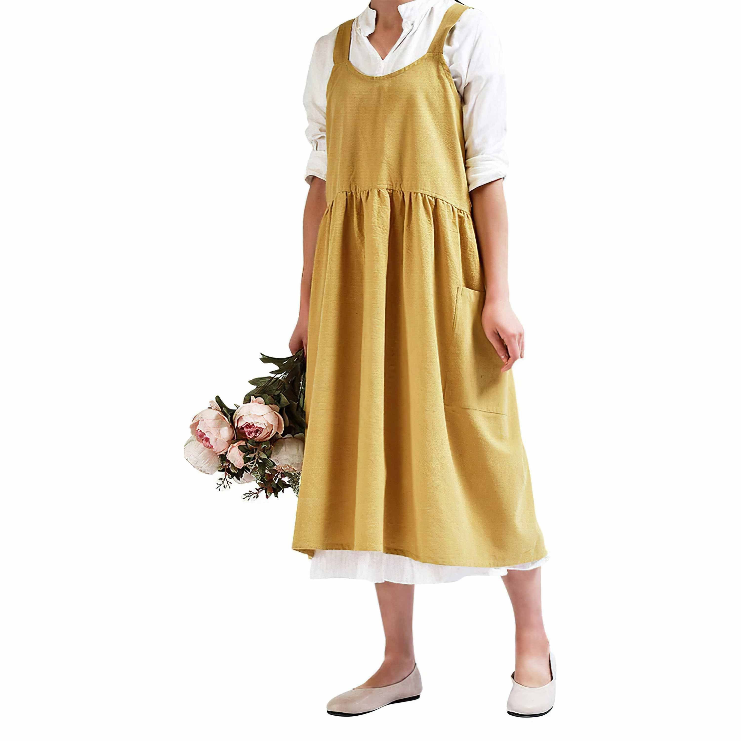 Cute Women Linen/cotton Apron Dress Women Cross Back Apron - Etsy UK